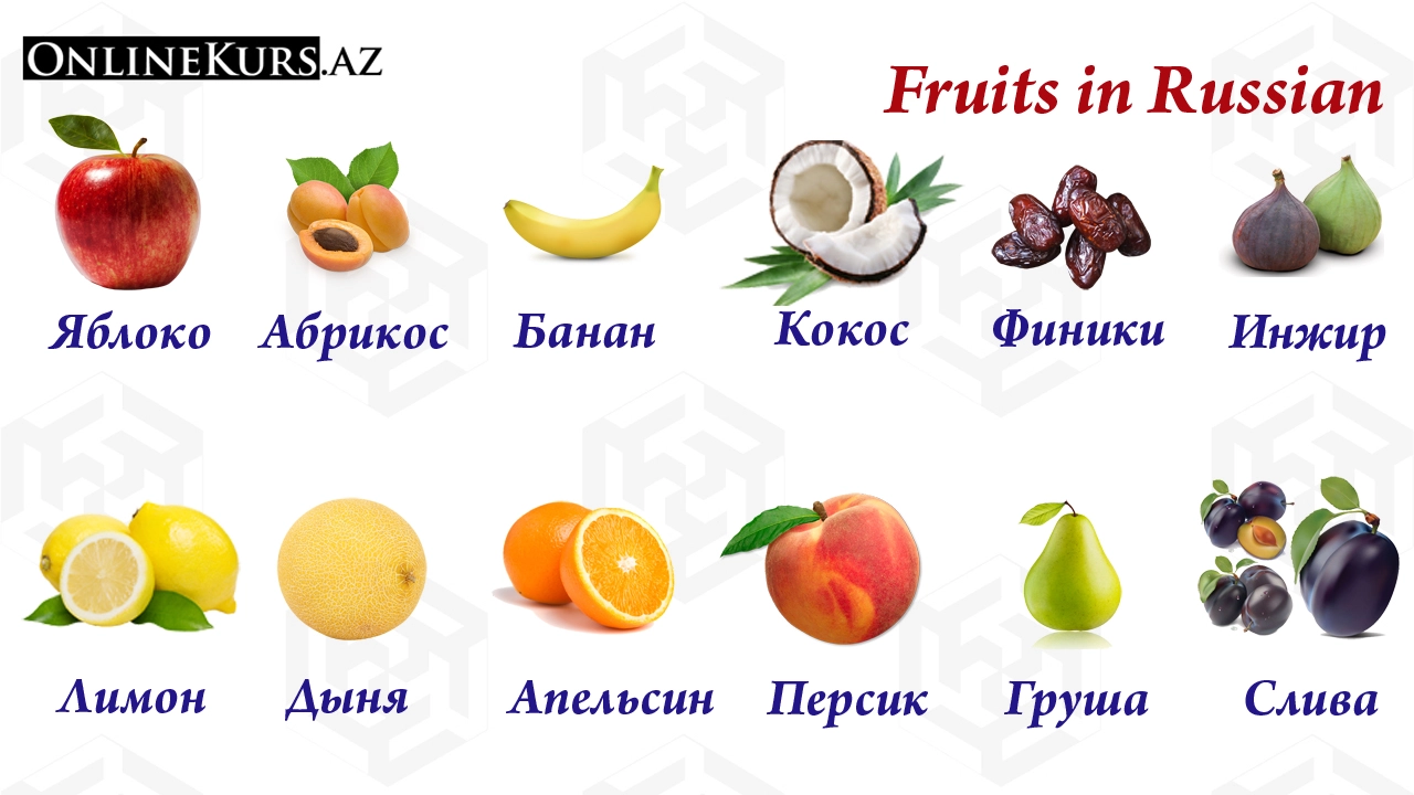 The names of fruits in Russian