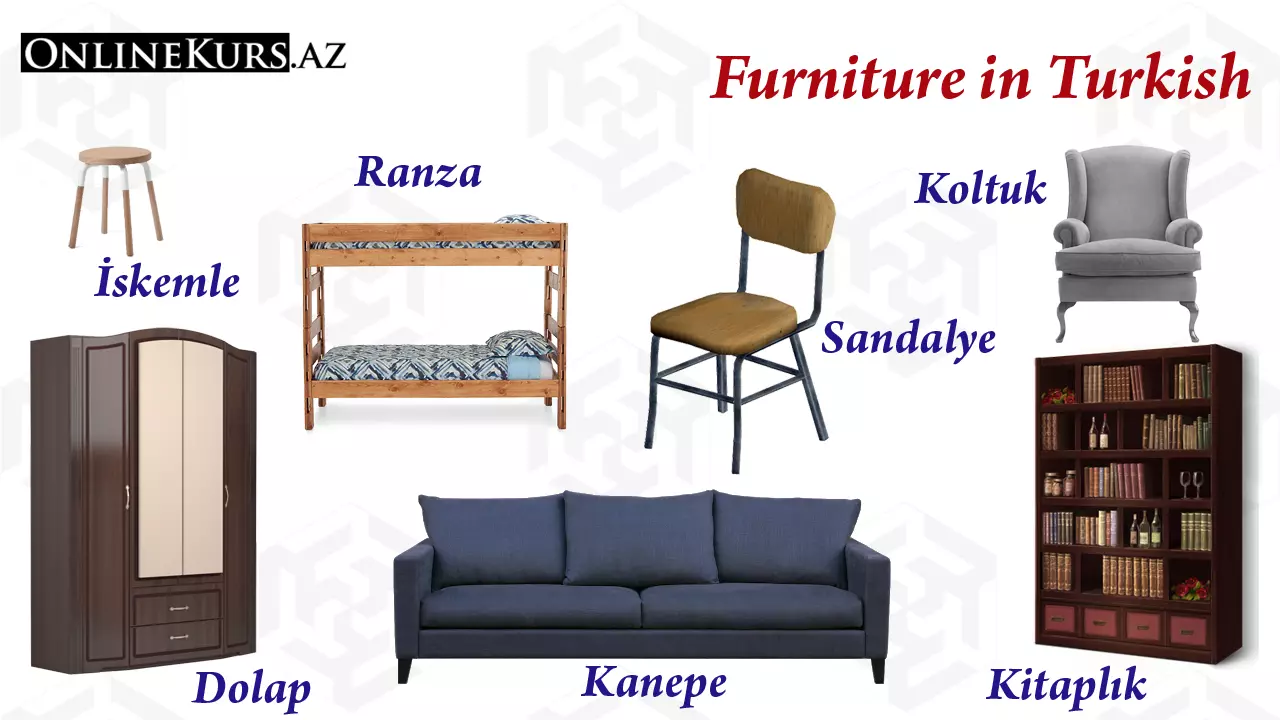 Pieces of furniture in Turkish