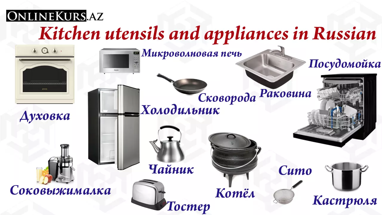 Russian vocabulary for kitchen utensils