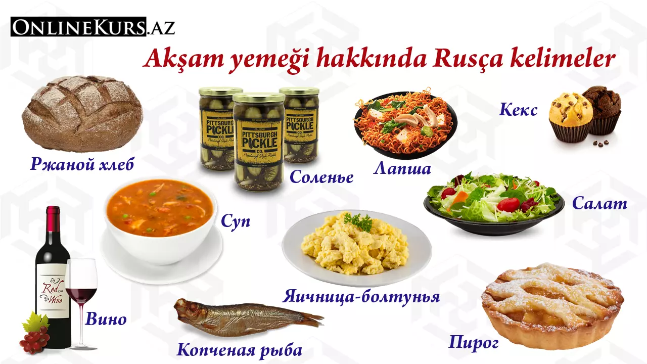 Akşam yemeği konusunda Rusça kelimeler