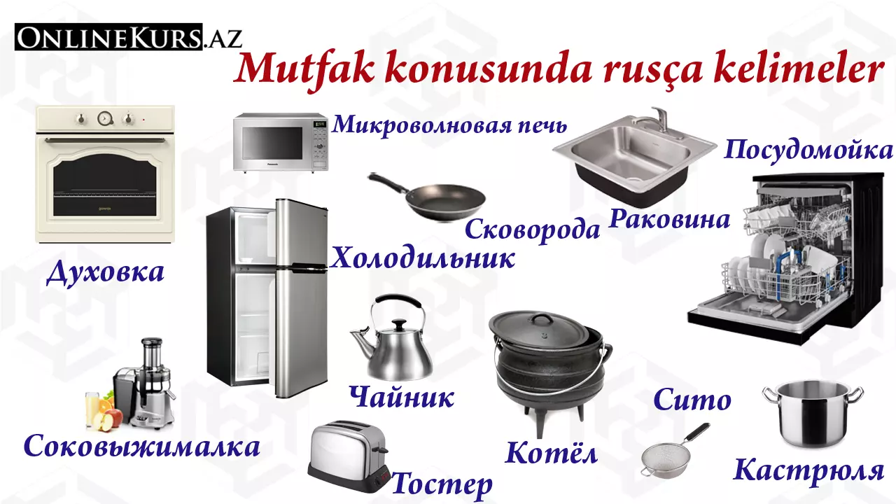 Mutfak konusunda Rusça kelimeler